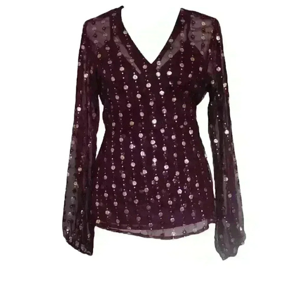 Sequin Long Sleeve Blouse - Picture 3 of 4